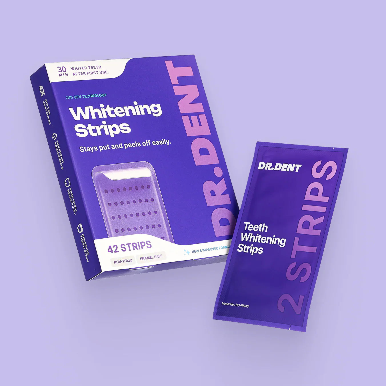 Purple Teeth Whitening Strips – Peroxide-Free PAP Formula (42 Strips)